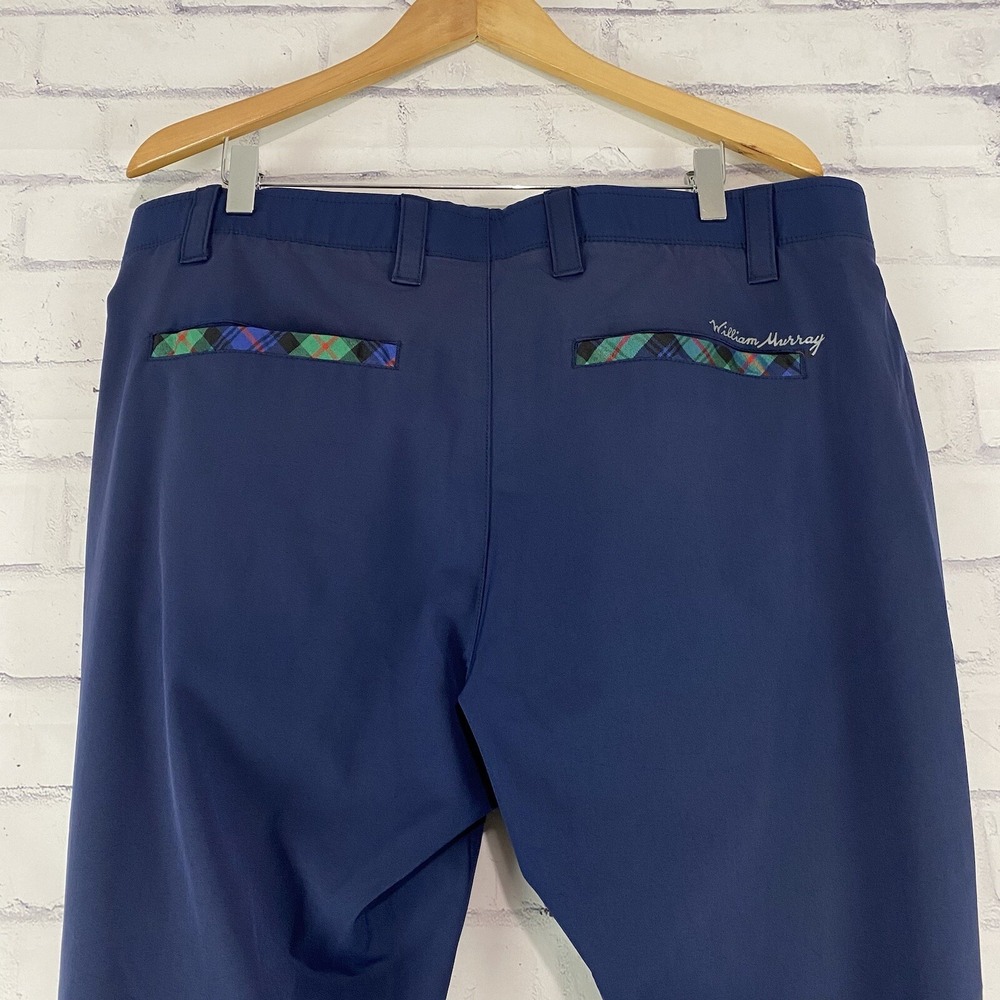 William Murray Pants Men's Size 36 Chino Stretch 34" Inseam Blue Plaid‎ Golfing